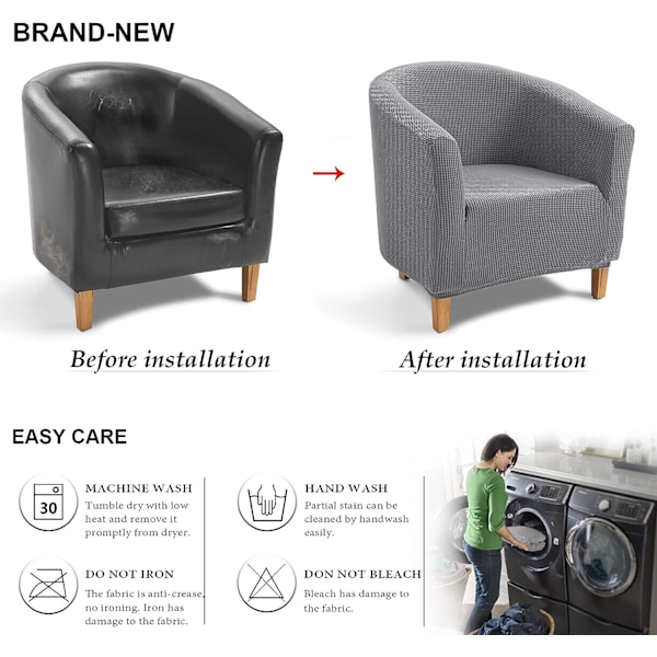 Fåtöljöverdrag, Jacquard Stretch Tub Chair Soffa Överdrag (Bad C