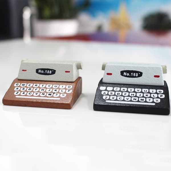 Simuleret printer visitkortholder, sort retro beskedholder