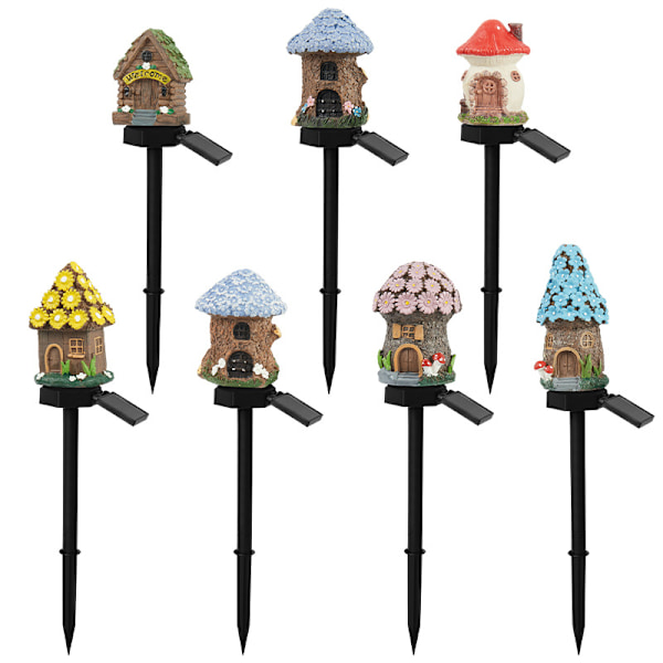 Svampe 14cm Haveornament, Solcelledrevet LED-belyst Fe H