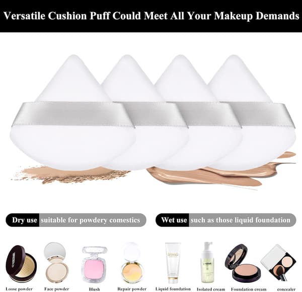 (Hvit) 12 Puff Triangle Face Makeup Puff for Loose Powder Founda