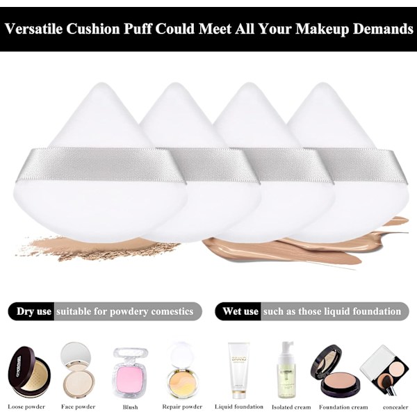 (Vit) 12 Puff Triangle Ansiktsmakeup Puff för Löst Puder Founda