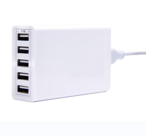 40W USB-laddare, 5-portars multi USB, laddningshubb med intelligent