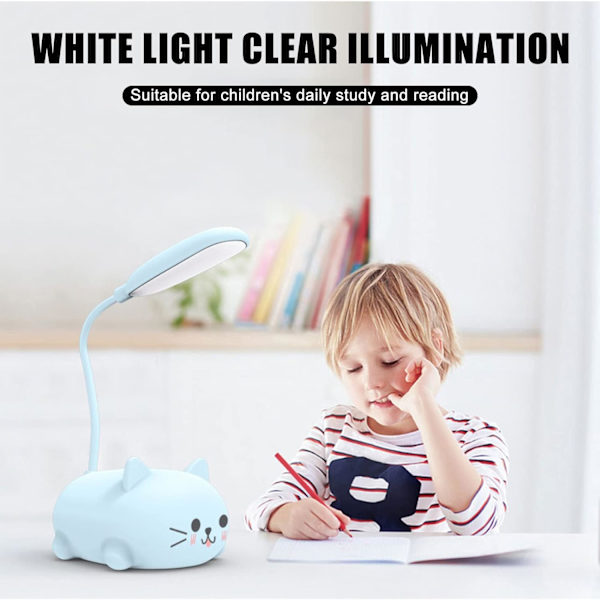 2 stk. skrivebordslampe for barn, LED-leselampe med mobilholder, USB