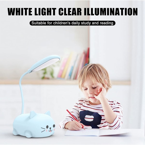 2st barn skrivbordslampa, LED-läslampa med mobiltelefonhållare, USB