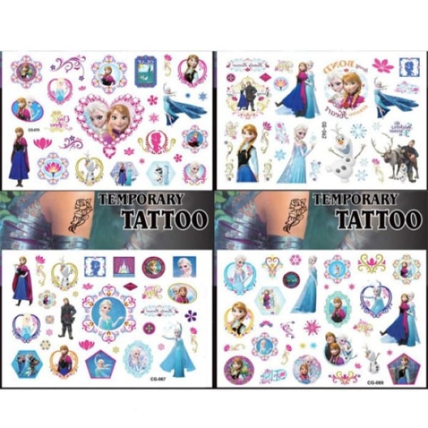 Frozen tattoos - 4 kuvat - Colorful tattoos for kids.kuva värikäs tatuoinnit lapsille
