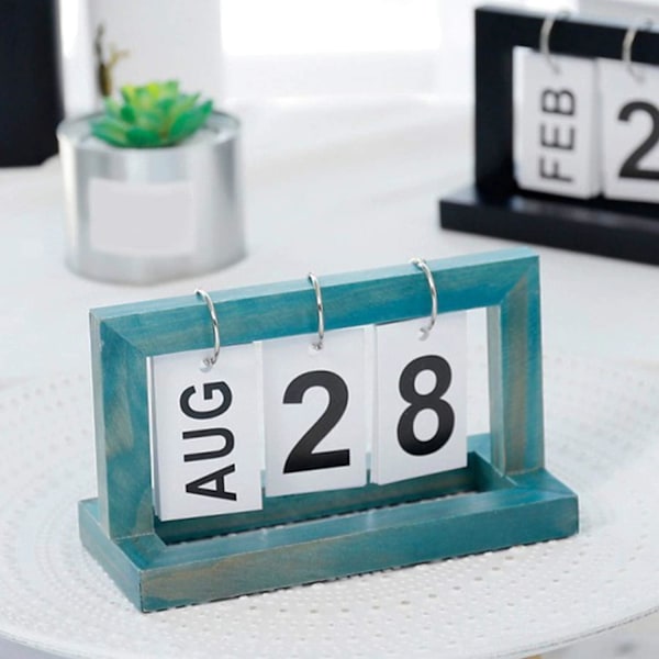 Kompakt skrivebords kalender med træ enkelt blad grøn præsentation