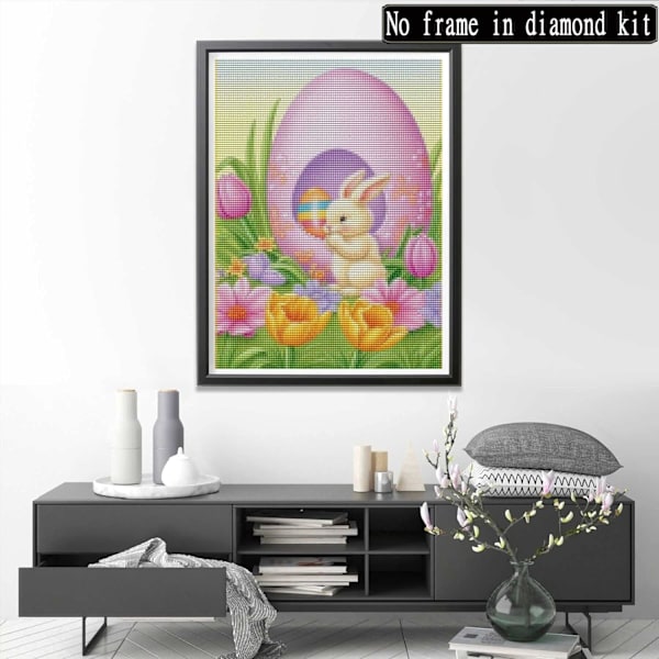 5D 12x16 tommers diamantmalerisett kanin full runde diamantkunst,