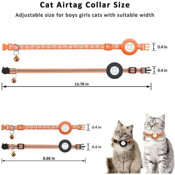 2-delers Air Tag Cat Collar, justerbar, reflekterende, med avtakbar