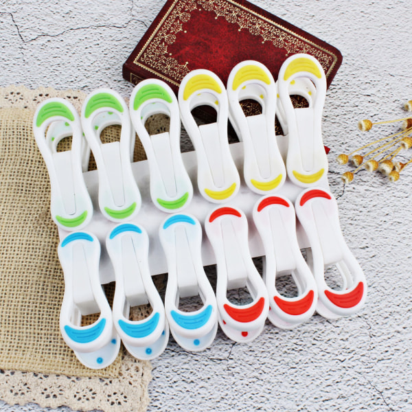 (12 pcs, White) spring clip windproof clothespin quilt clip