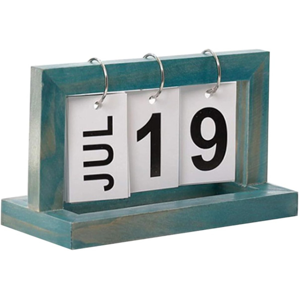 Kompakt skrivebords kalender med træ enkelt blad grøn præsentation