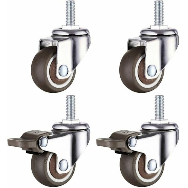 2 stk. med bremse + 2 stk. uden bremseHeavy Duty Gummisvinghjul