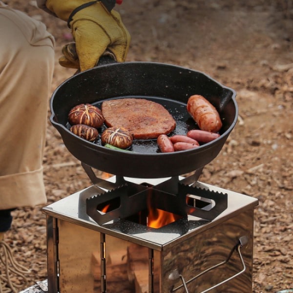 (145*140*210mm) Vedeldad campingkamin Hopfällbar med grytställ