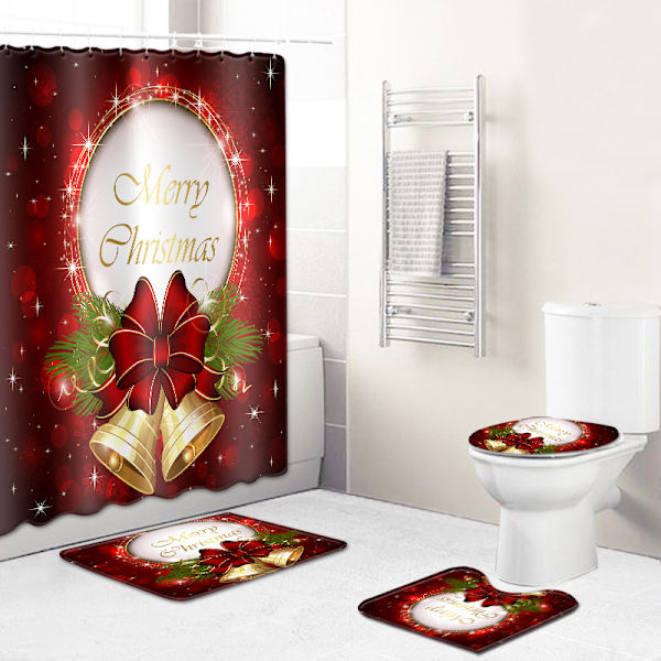 God jul tilpasset mote bad sett med 4, dusjforheng