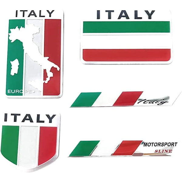 Italiensk flag klistermærke i aluminiumlegering Italiensk emblem mærke kreativ