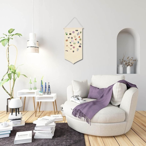 1 st beige emaljerad canvas väggmonterad displayställ för broscher