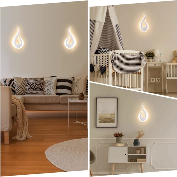 2 stk. 12W LED væglamper indendørs akryl flammeform væglampe