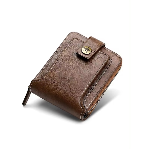 Kaffe-farget, retro PU-skinn, liten lommebok for menn, myntlomme