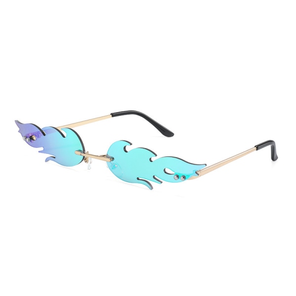 Flame Shaped Sunglasses Metal Glasses Frames for Men，UV400 Rimles