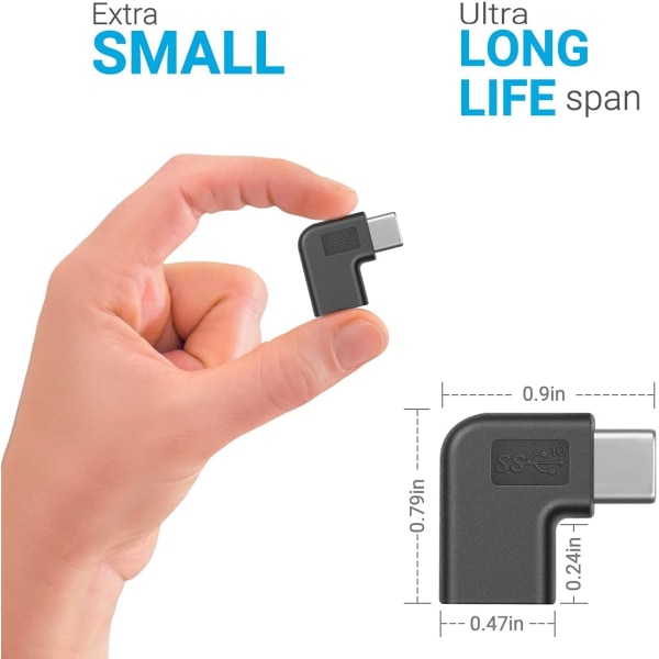 Retvinklet USB C-adapter, 90 graders USB C til USB Type-C han til