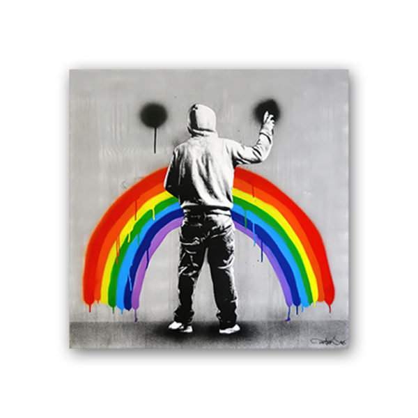 Canvas Rainbow Painting Figuuri Takaisin Street Art Graffiti Canvas Ar