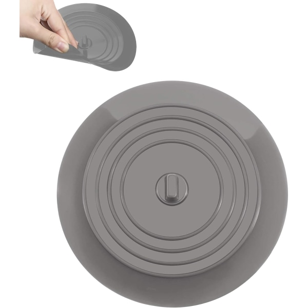 Silikon badkarslock grå, 15 cm avloppsskydd, köksskydd