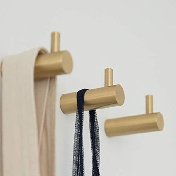 38mm x 12mm Børstet Messing Væg Krog, Badeværelse Guld Belagt Håndklæde H