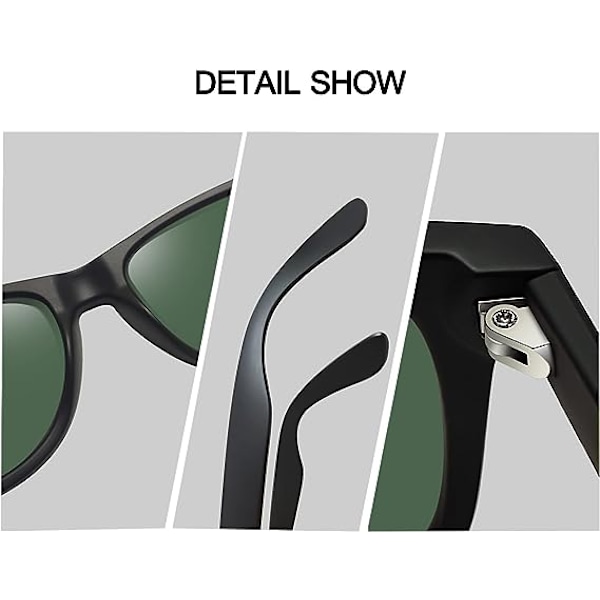 Polariserte solbriller for menn Retro Fashion Glasses Classic Square