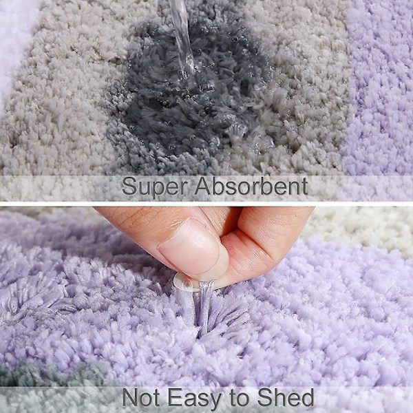 Mikrofiber Stribet Bademåtte (lilla-grå, 40x62CM)