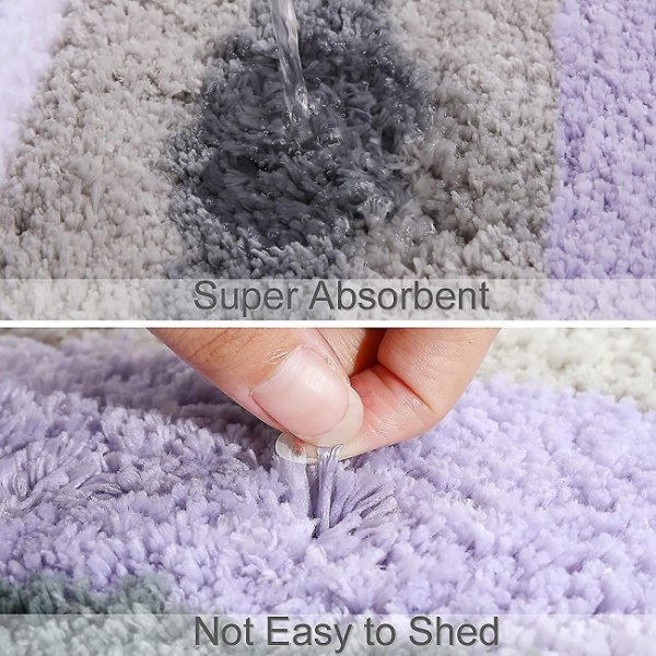 Mikrofiber Stripete Baderomsmatter Badematte (lilla-grå, 40x62CM)