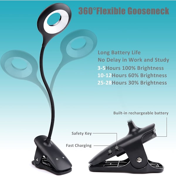 3W Genopladelig Trådløs LED-Skrivebordslampe, 28 LED'er, Touch-Sengelampe w