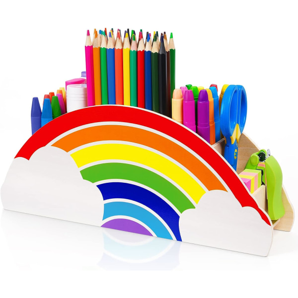 Farverig blyantholder til børn, træpenneholder til skrivebord, skrivebord