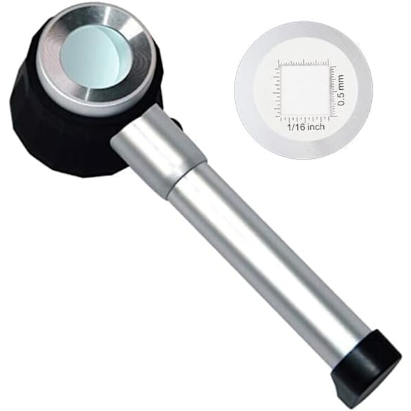 10x optisk förstoringsglas med inbyggd LED-lampa med mätskala