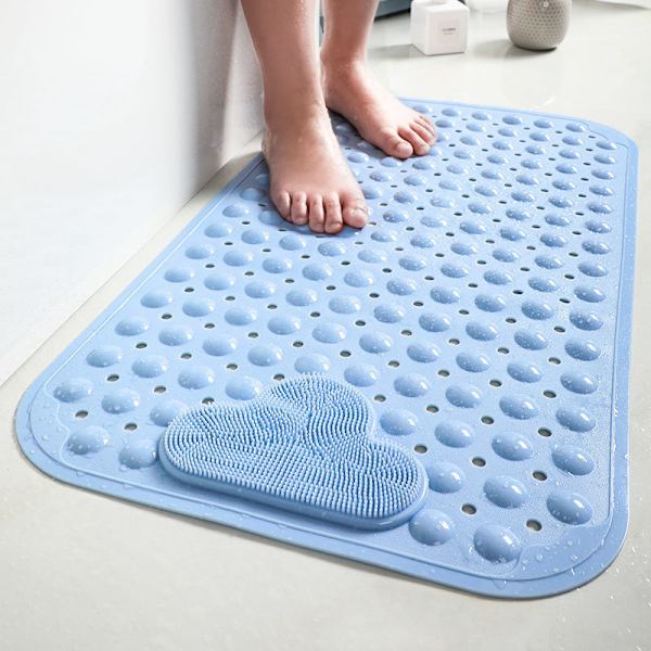 40x70cm halkfri duschmatta med fotskrubb borste, sugkoppar