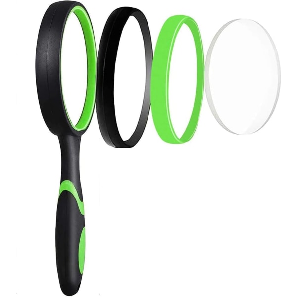 Förstoringsglas, läsglas, 10x förstoring (grön och svart)