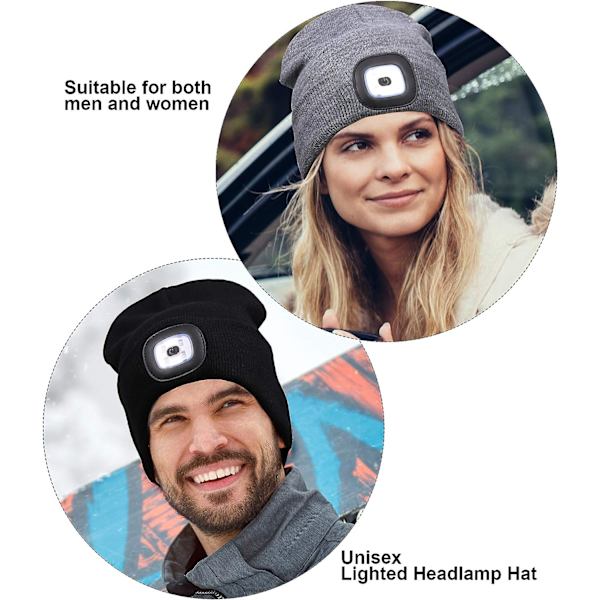 2 stk. Unisex LED-lue med 3 hvite lysmoduser, lysende