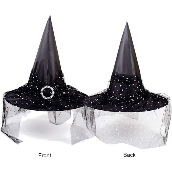 2 st Halloween häxhatt kostym cosplay hatt med snyggt nät Cr