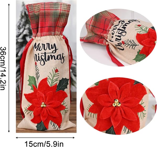 2-pack (3 st stil K) Julrödvinsflaskepåsar Presentförpackning