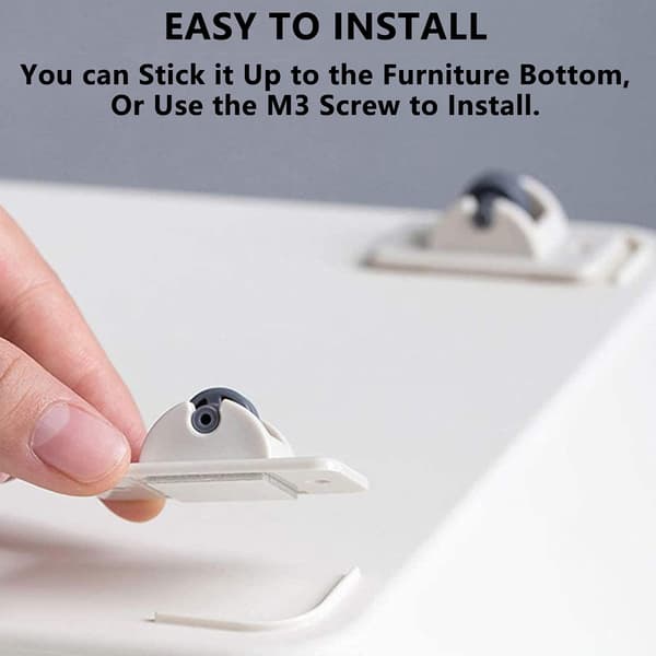 8 stk Mini selvklebende ikke-svingbare hjul, Solid ABS Plast