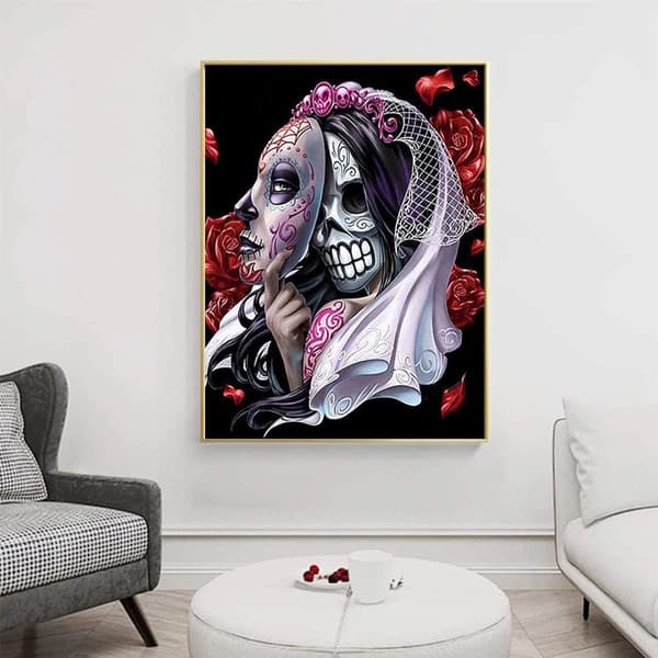 5d Diamantmaleri Kits til Voksne UK Skull Mask Jewel Bead Gem