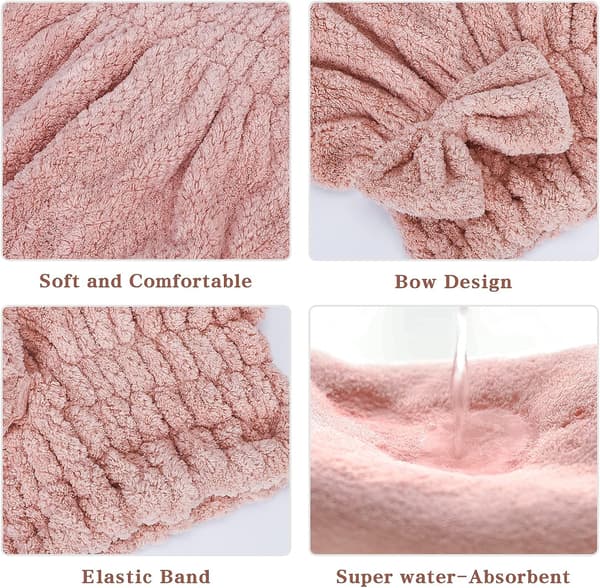 (Rosa & Brun) 2-pack Mikrofiber Hårhanddukar, Superabsorberande