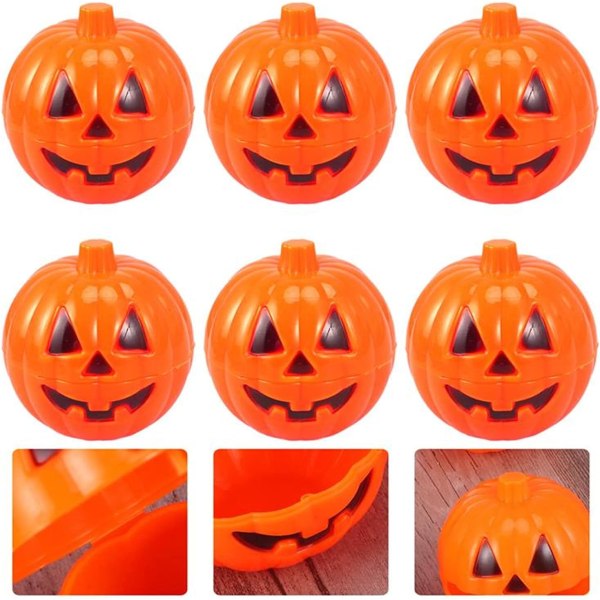 6 stk plastgresskar oppbevaringsbokser for mini Halloween gave oransje