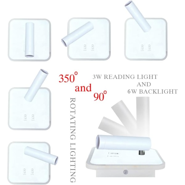 LED Vägglampa Läslampa vid sängkant 12W LED Vägglampa Läs L