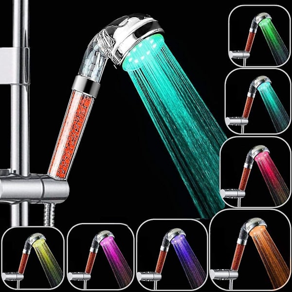 LED-duschhuvud, badrum duschhanddusch 7 färger LED-handdusch