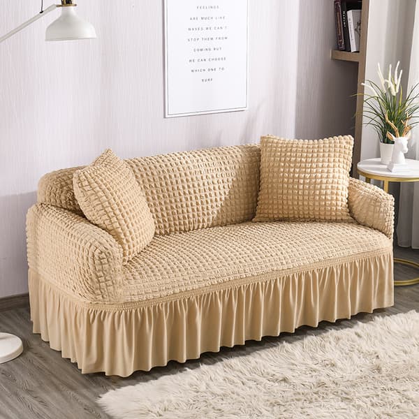 Skjørt stil - monokrom beige, elastisk 1-delt sett med plisse