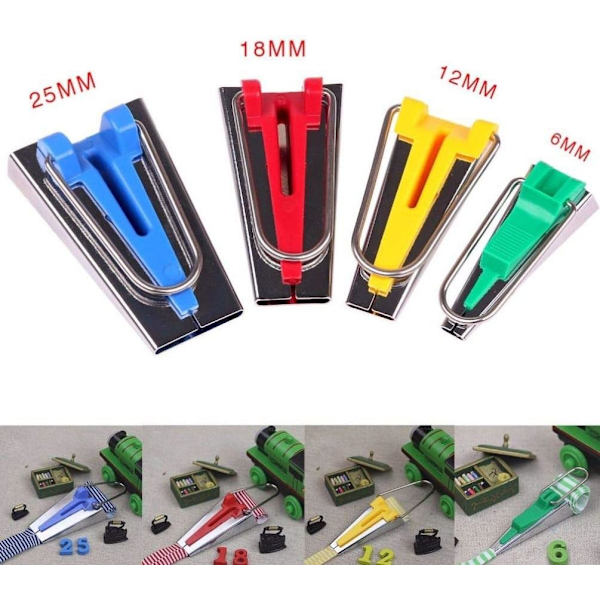 4 kpl viistoteippauslaitetta 6 mm, 12 mm, 18 mm, 25 mm