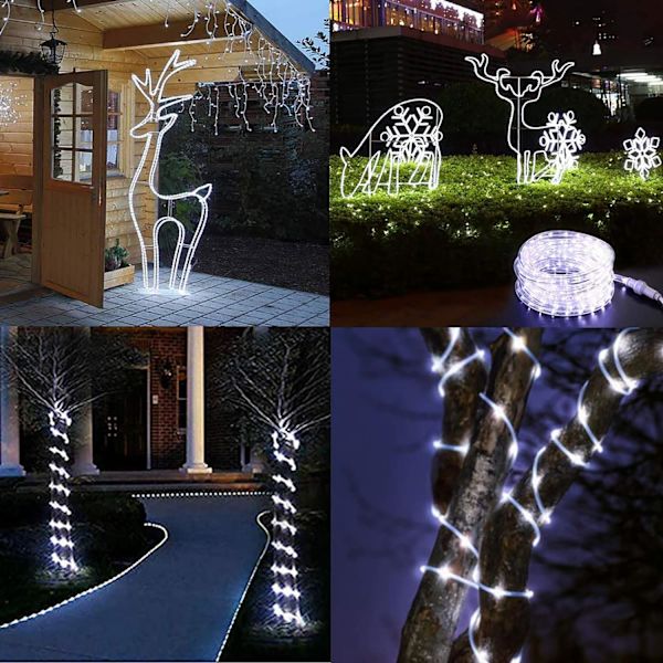 Ulkoinen aurinkovaloletku, 12M 100 LED-putkisolunauhavalot, 8