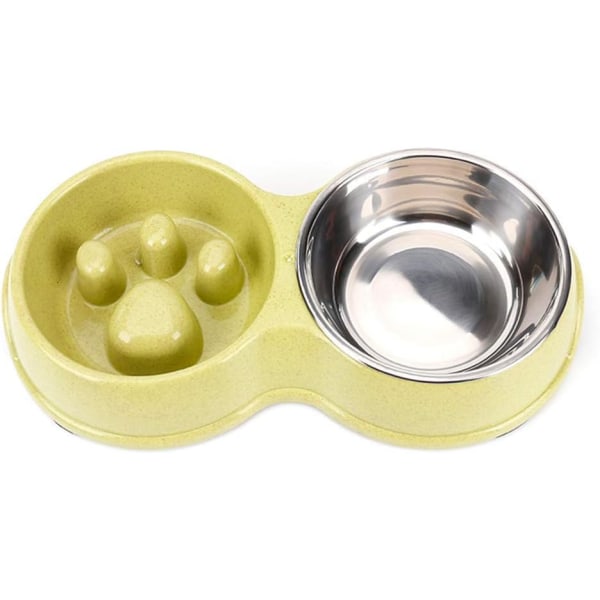 Pet Dog Slow Feeder Double Feeder, Stainless Steel Puppy Choke Pr