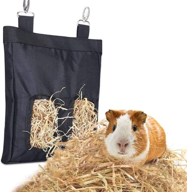 Rose Red Rabbit Hay Feeder, Guinea Pig Feeding Bag for Rabbit, Gu