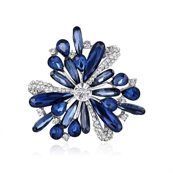 Blå vintage rhinstein kvinnelig blomst brosje enkel farge diamant