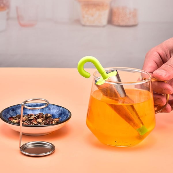 Löst te-sil | Återanvändbar paraply te-infuser med droppbricka